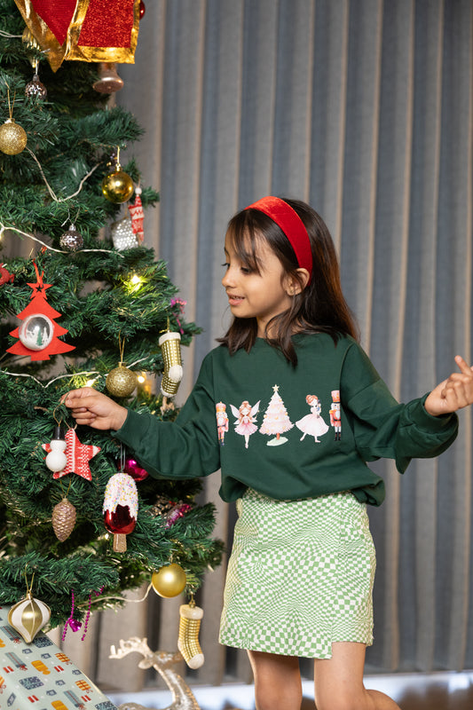 Girls Fairy Nutcracker Green Sweatshirt