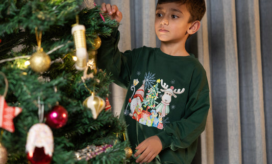Unisex Winter Whimsy Forest Green Sweatshirt