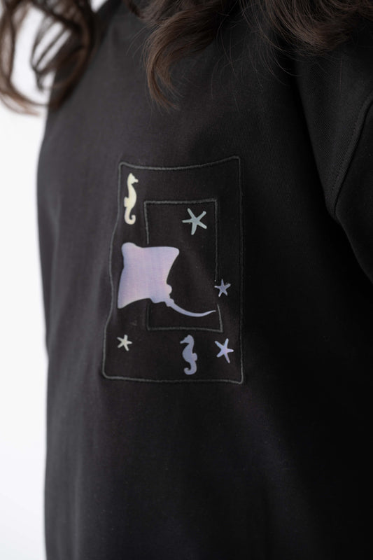 Ocean Pocket Black Tee