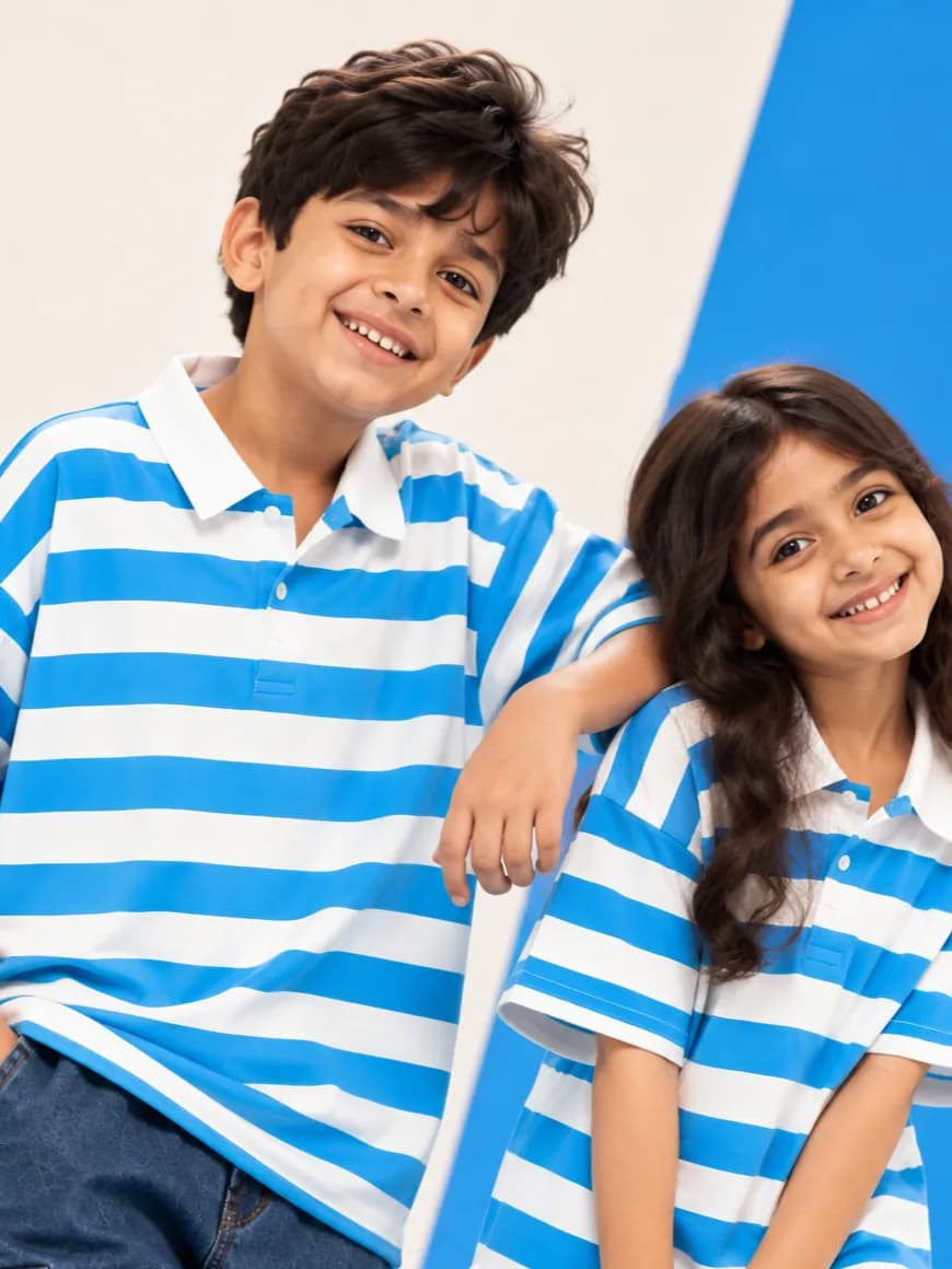 White & Blue Stripe Collar T-Shirt, view 2 of 5