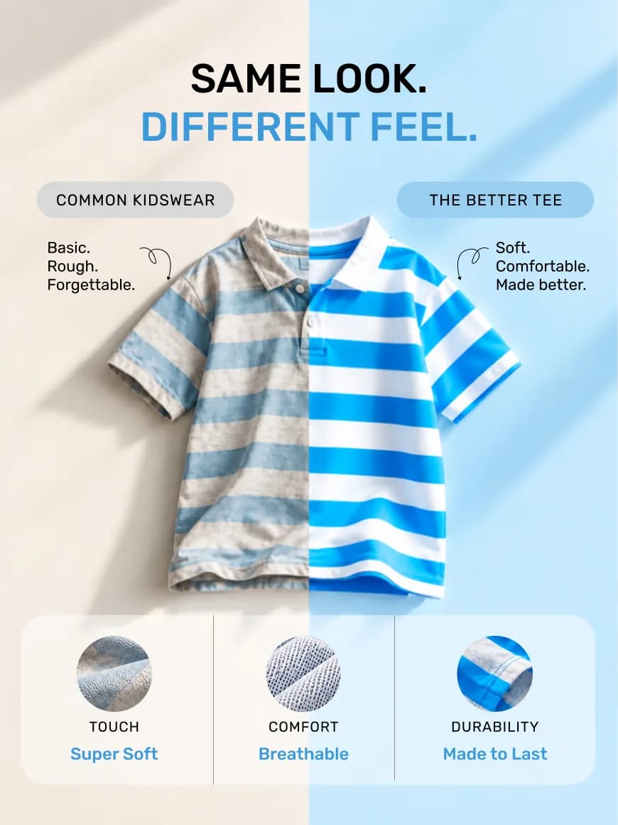 White & Blue Stripe Collar T-Shirt, view 4 of 5