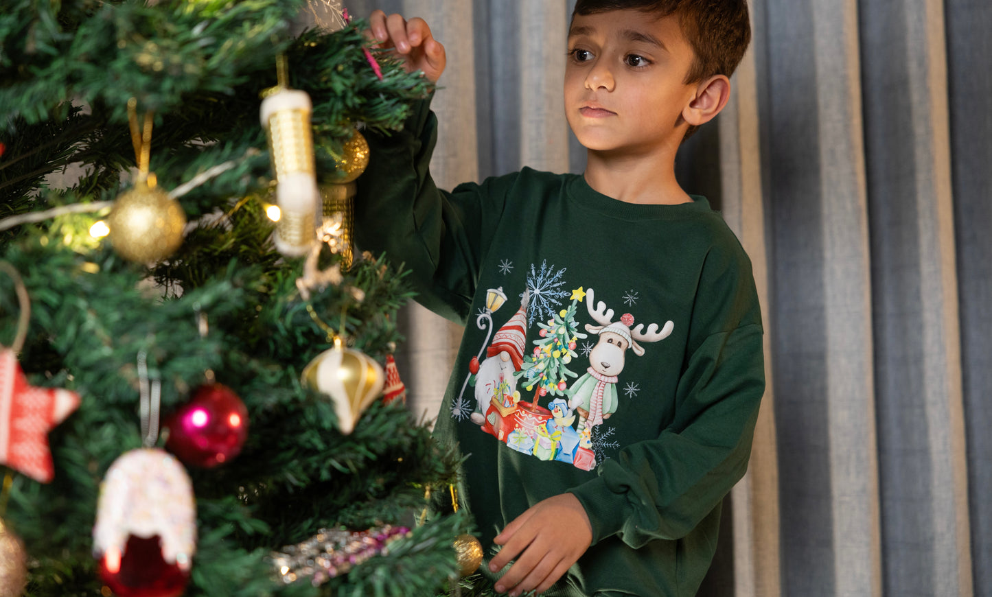 Winter Whimsy Forest Friends Green Sweatshirt