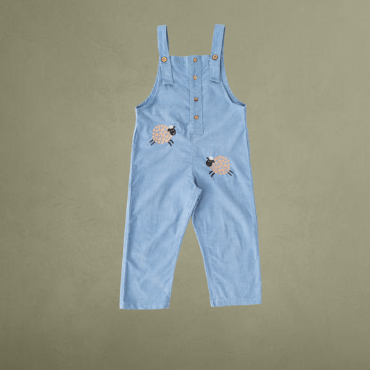 Organic Corduroy Dungaree with Sheep Motif