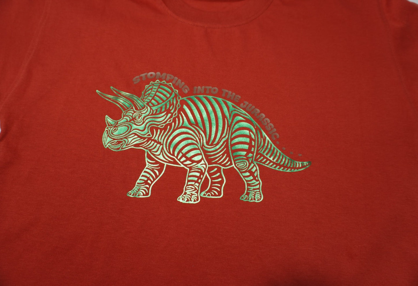 Triceratops Stomp Rust Brown Tee