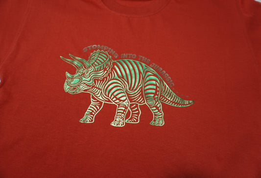 Triceratops Stomp Rust Brown Tee