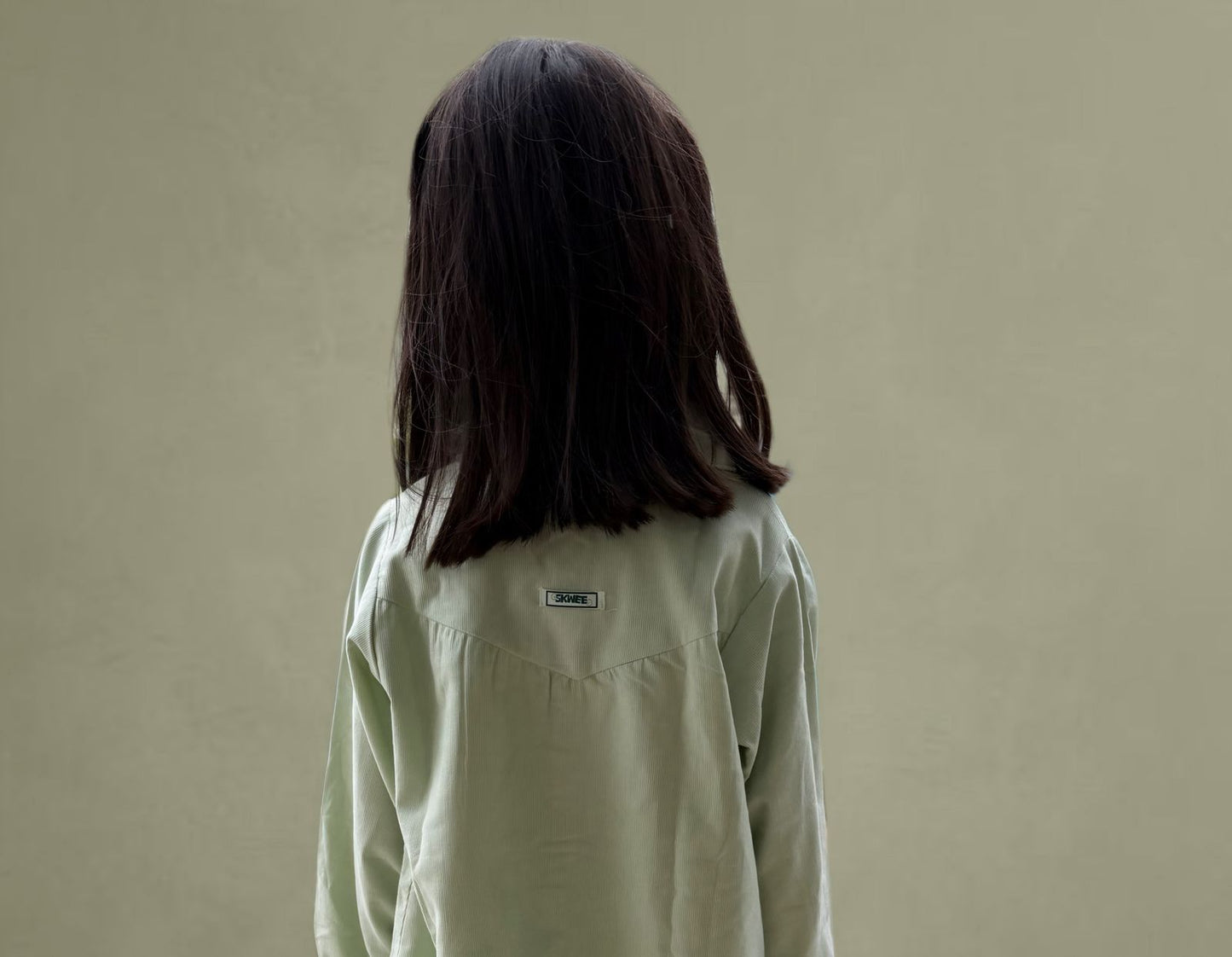 Organic Corduroy Shirt Dress in Mint Green