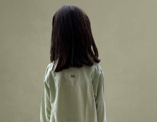 Organic Corduroy Shirt Dress in Mint Green