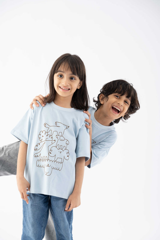 Stacked Love Light Blue Tee