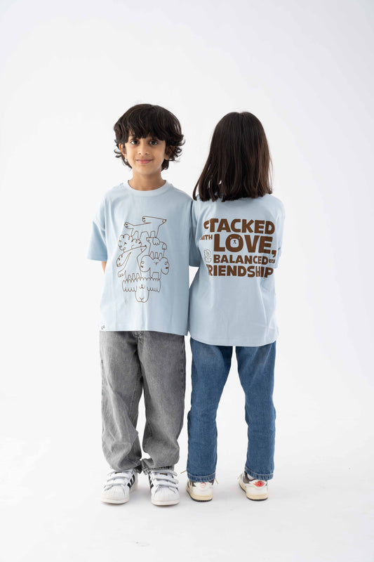 Stacked Love Light Blue Tee