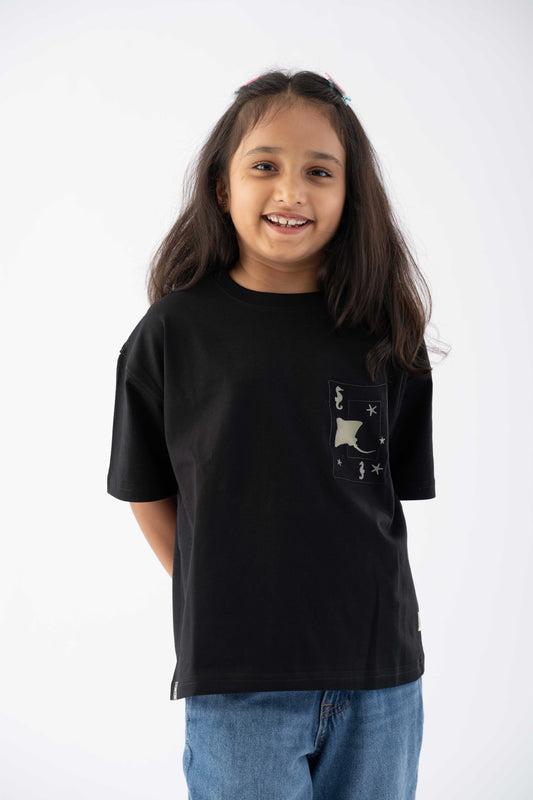 Ocean Pocket Black Tee